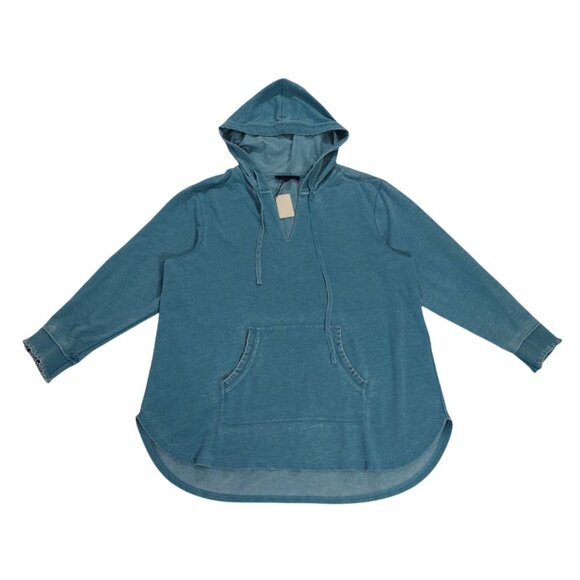 Jane + Delancey Womens Hooded Pullover Tunic Sweatshirt 1X Blue Long Sleeve. - Picture 1 of 7